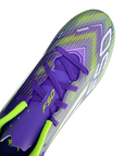 Scarpe da calcio Adidas F50 Club modello JI0043 leggendarie per velocità esplosiva, ritorno dell'icona F50 con DNA speed, vista tomaia