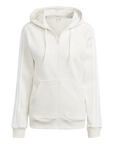 Adidas Felpa da donna con cappuccio e cerniera intera con 3 Strisce IM0239 bianco latte