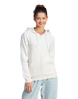 Adidas Felpa da donna con cappuccio e cerniera intera con 3 Strisce IM0239 bianco latte