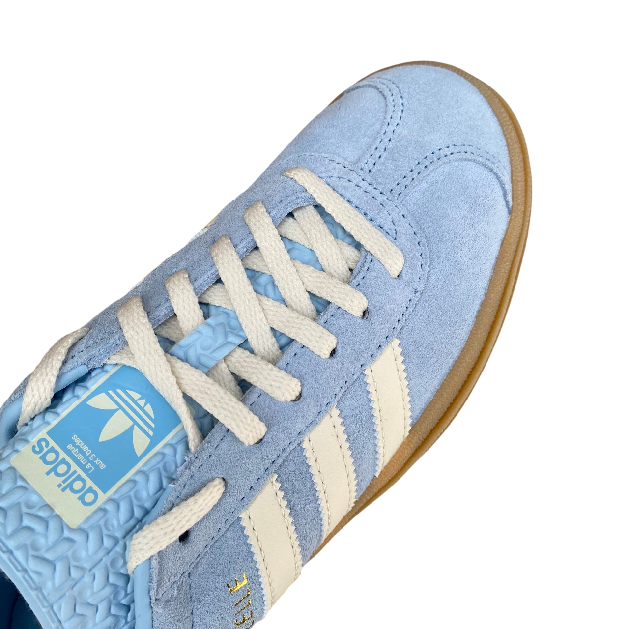 Sneakers Adidas Originals Gazelle Bold JQ7776 da donna, colorazione cielo-crema, platform rialzato, vista punta