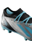 Scarpa da calcio Adidas X Crazyfast Messi.3 FG vista frontale con rinforzi testurizzati e logo Adidas