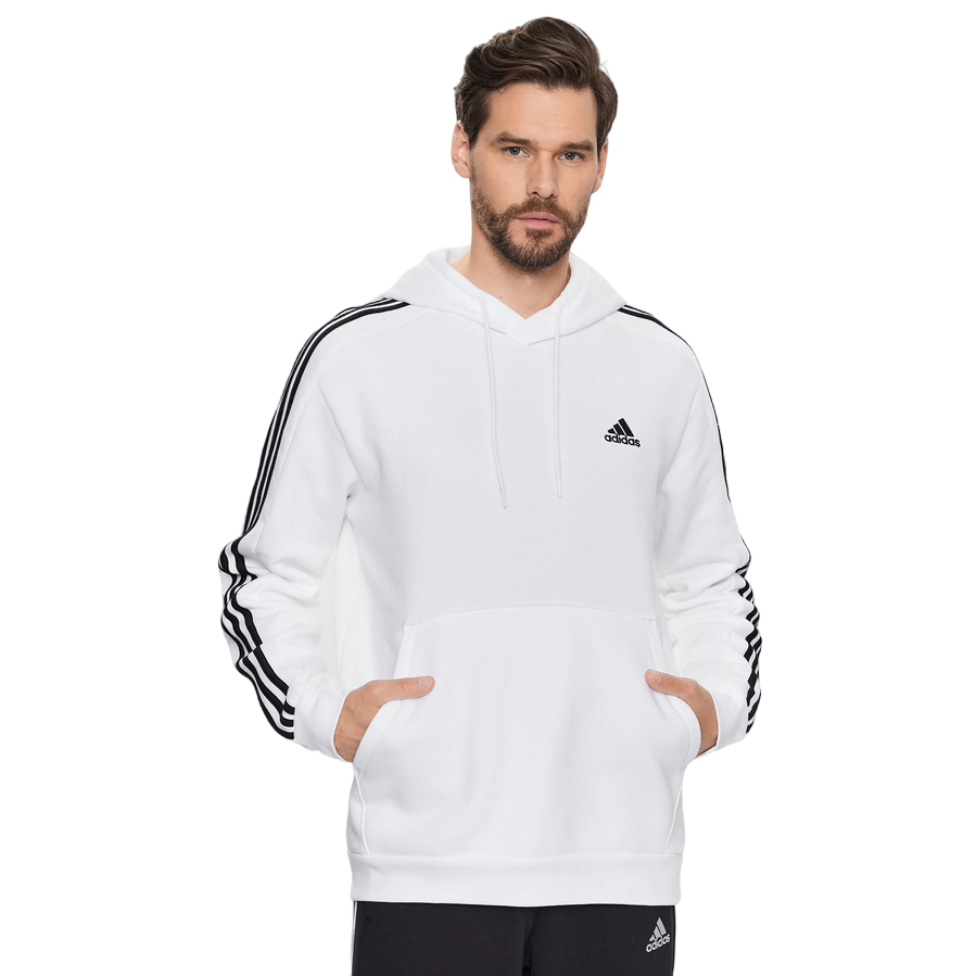 Adidas felpa con cappuccio da uomo con 3 Strisce IJ6476 bianco nero