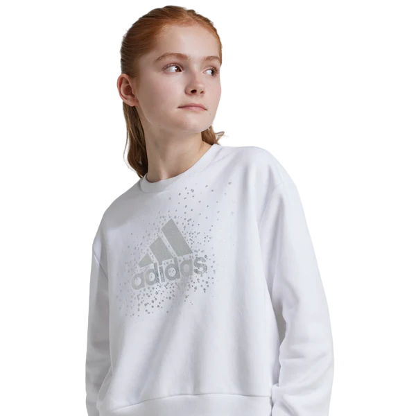 Adidas felpa girocollo da ragazza IX9330 bianco Sportiamo
