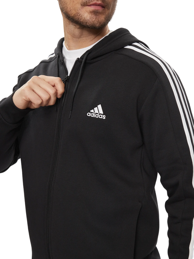 Adidas felpa leggera con cappuccio e 3 strisce IB4029 nero bianco