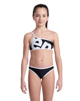 Costume da mare Arena 2 pezzi da ragazza 007326 500 Logo nero-bianco, resistente al cloro e raggi UV per nuoto e mare