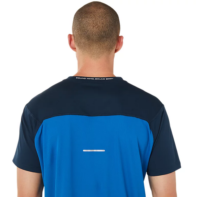 Asics maglietta manica corta da uomo in tessuto tecnico Race Top 2011C239.400 blu-azzurro
