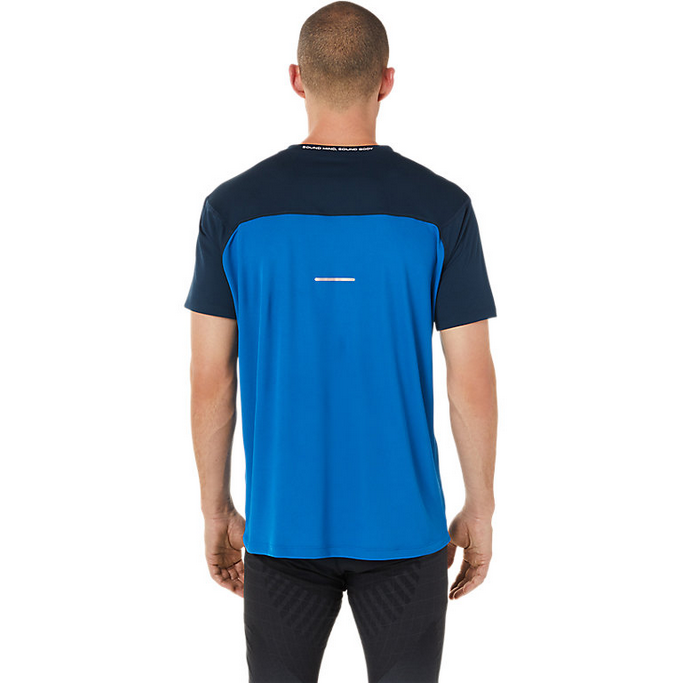 Asics maglietta manica corta da uomo in tessuto tecnico Race Top 2011C239.400 blu-azzurro