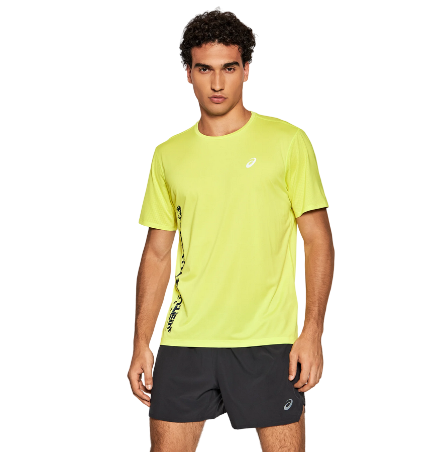 Asics maglietta manica corta da uomo in tessuto tecnico Run SS Top 2011B872 750 yuzu acido