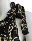 Astrolabio camicia da donna con nodo alla spalla CA6C T68H nero fantasia_dettaglio