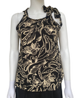 Astrolabio camicia da donna con nodo alla spalla CA6C T68H nero fantasia_fronte