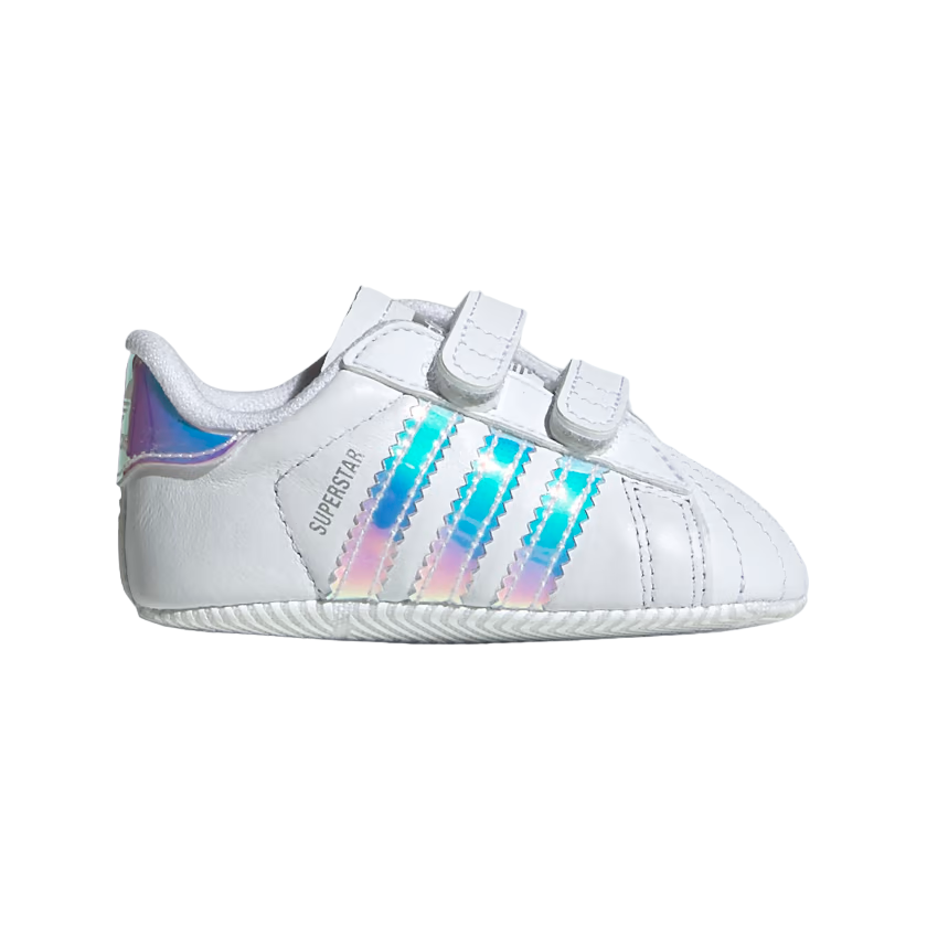Adidas Original sneakers da culla per bambina Superstar Crib BD8000 bianco iridescente