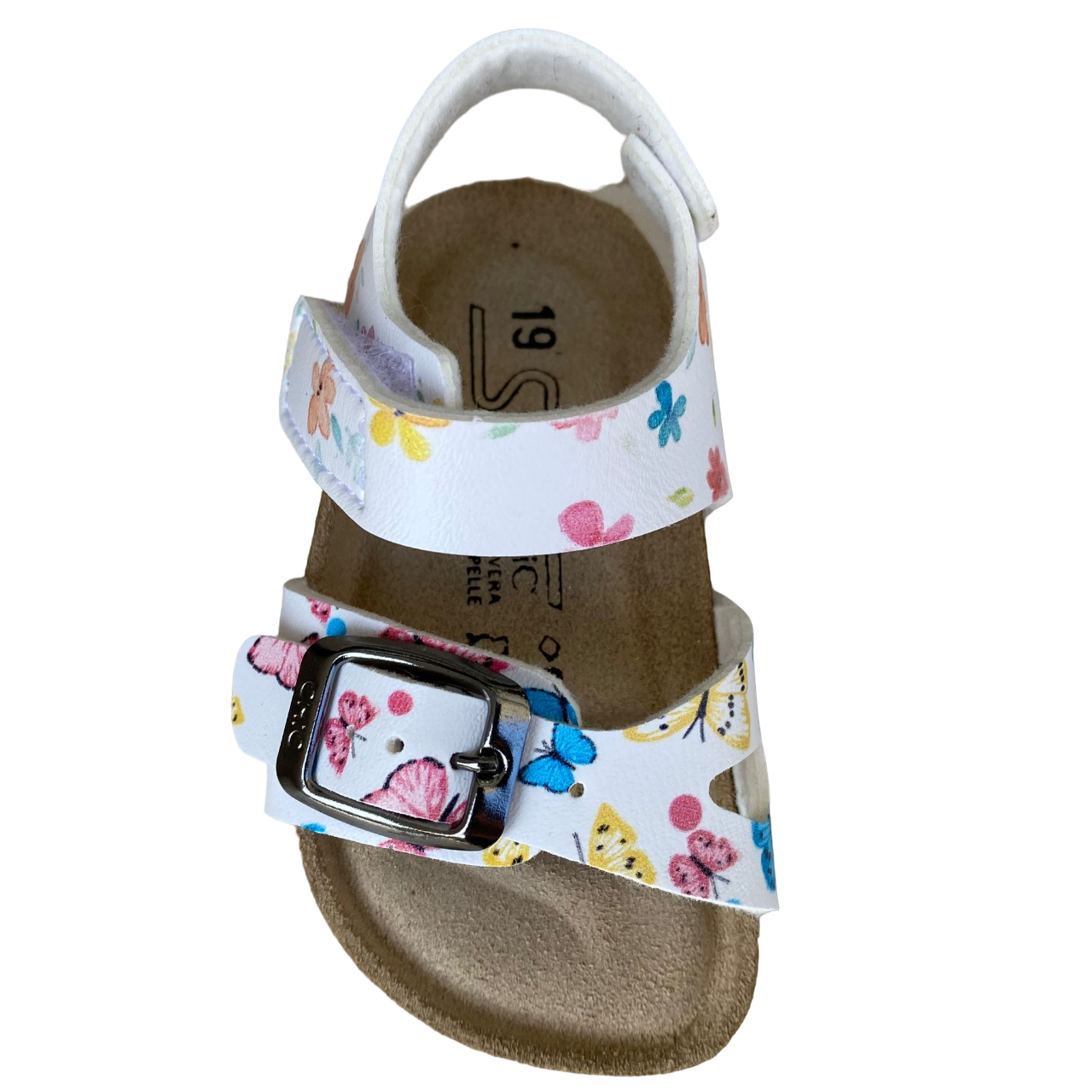 Biochic sandalo da bambina con fibbia regolabile e strappo alla caviglia con arco plantare BC66478b bianco