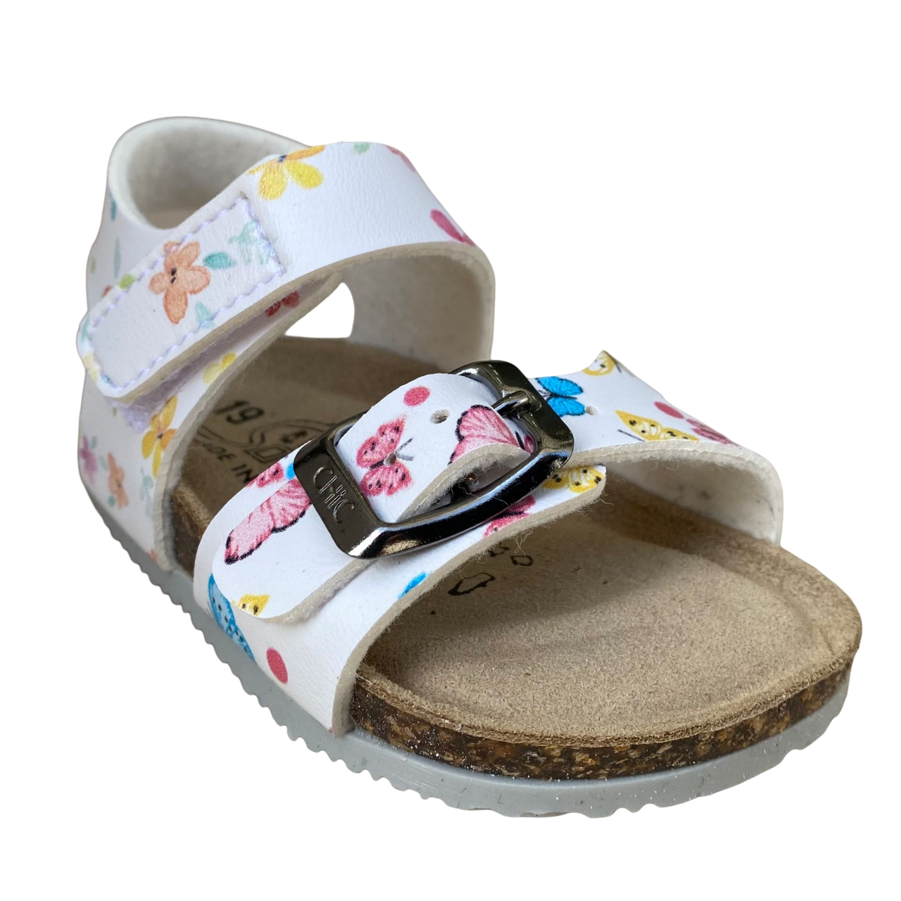 Biochic sandalo da bambina con fibbia regolabile e strappo alla caviglia con arco plantare BC66478b bianco