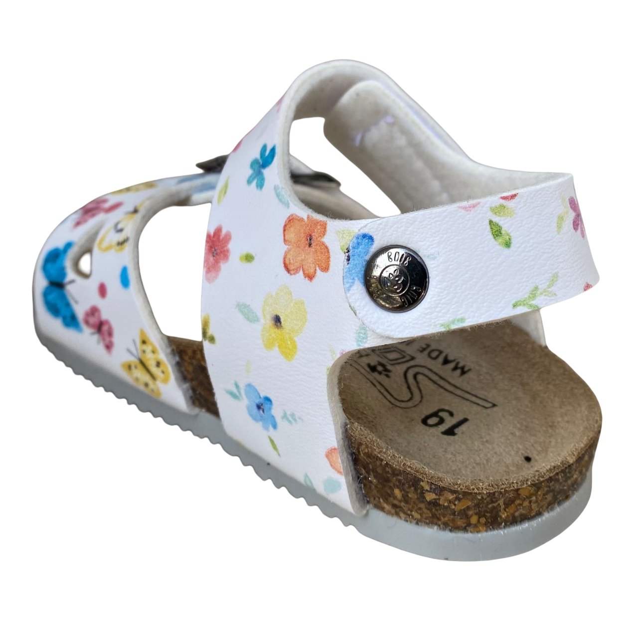Biochic sandalo da bambina con fibbia regolabile e strappo alla caviglia con arco plantare BC66478b bianco