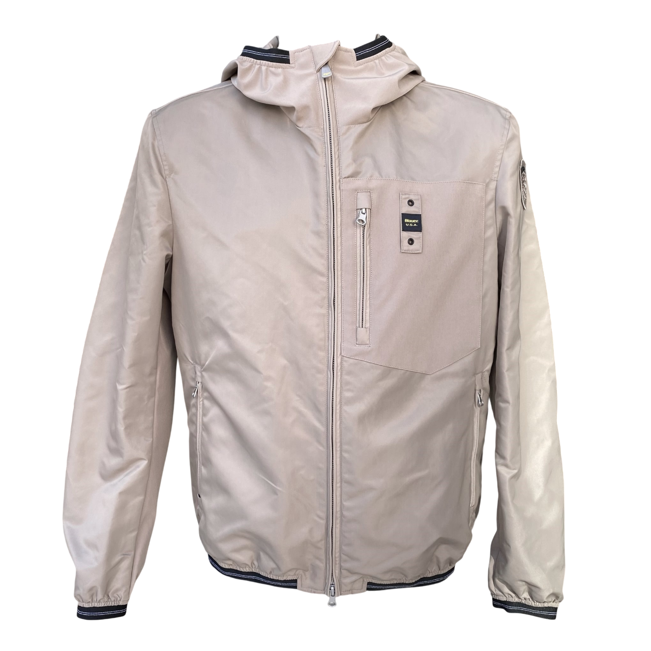 Blauer giubbino da uomo con cappuccio Rundel 25SBLUC01219-007108 beige