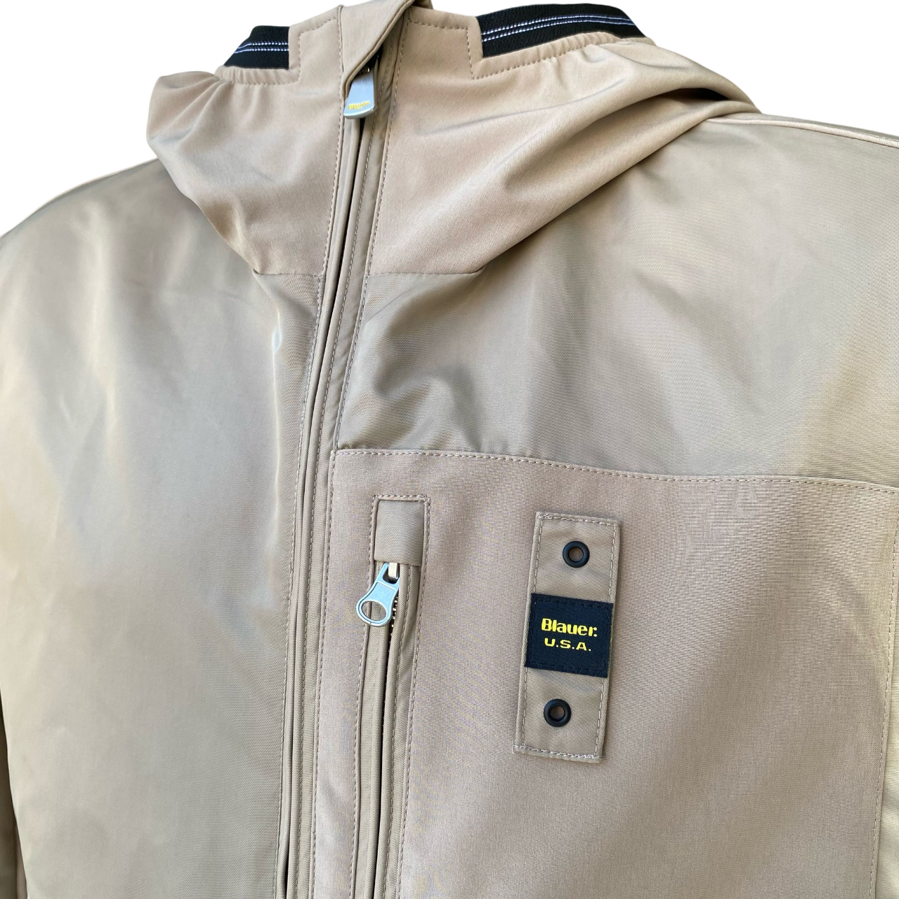 Blauer giubbino da uomo con cappuccio Rundel 25SBLUC01219-007108 beige