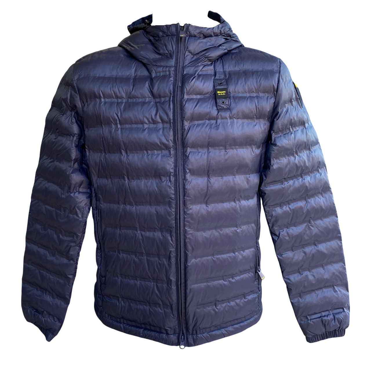Blauer giubbino da uomo con cappuccio termosaldato 25SBLUC02227-007104 888 blu