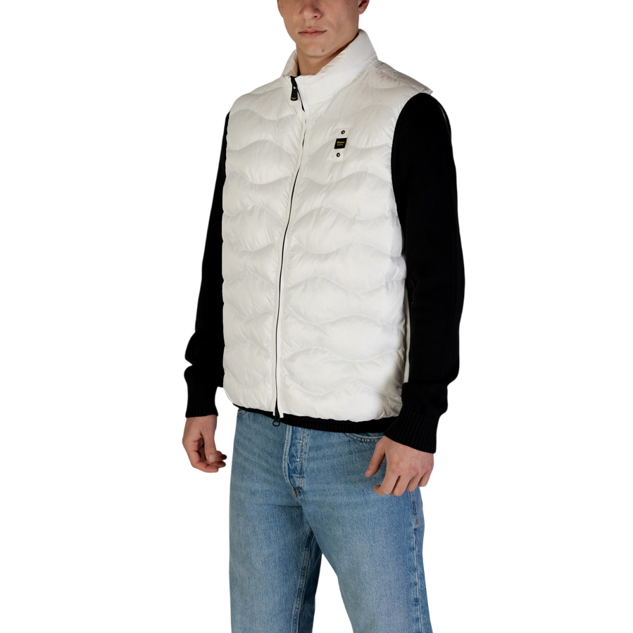 Blauer giubbino smanicato da uomo con cuciture a a onde Danny 25SBLUX02230-005958 100 bianco