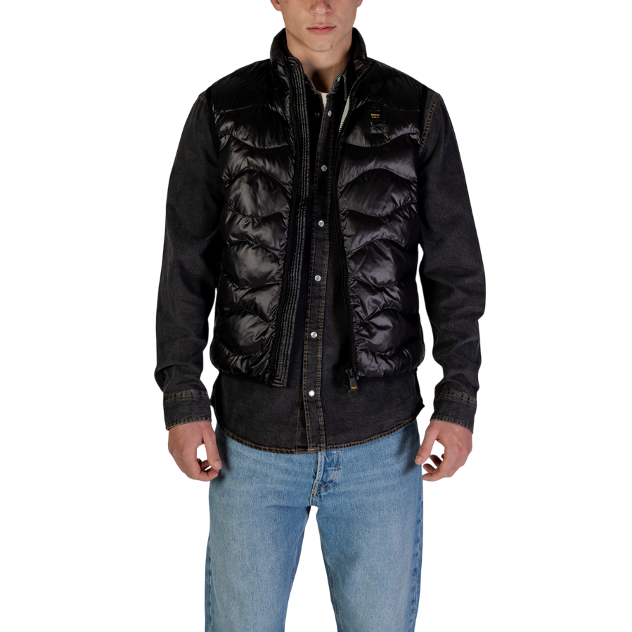 Blauer giubbino smanicato da uomo con cuciture a aonde Danny 25SBLUX02230-005958 999 nero