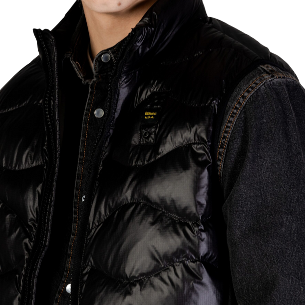 Blauer giubbino smanicato da uomo con cuciture a aonde Danny 25SBLUX02230-005958 999 nero