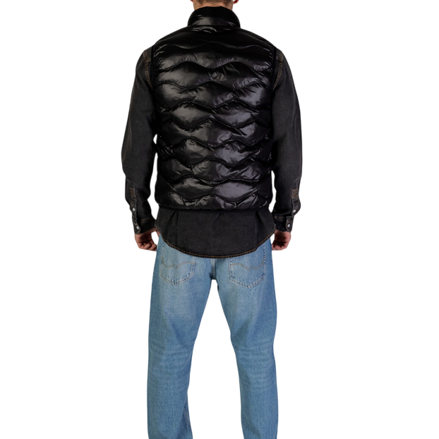 Blauer giubbino smanicato da uomo con cuciture a aonde Danny 25SBLUX02230-005958 999 nero