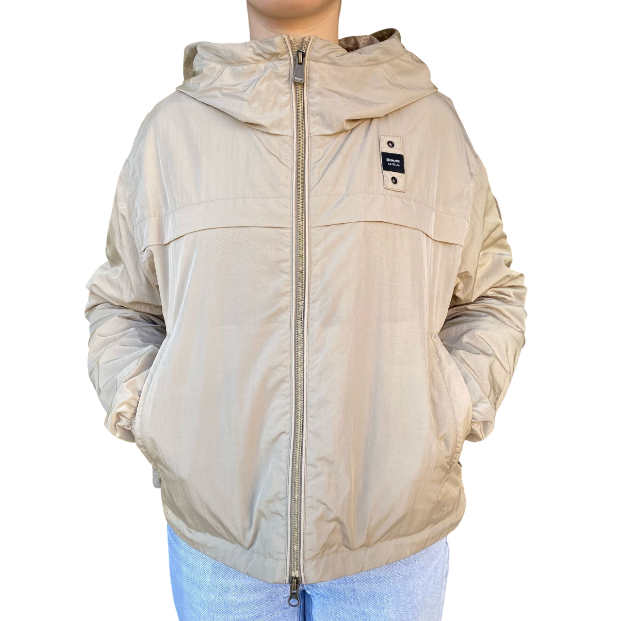 Blauer giubbino traspirante da donna con cappuccio Burrage 25SBLDC01328-007131 283 beige