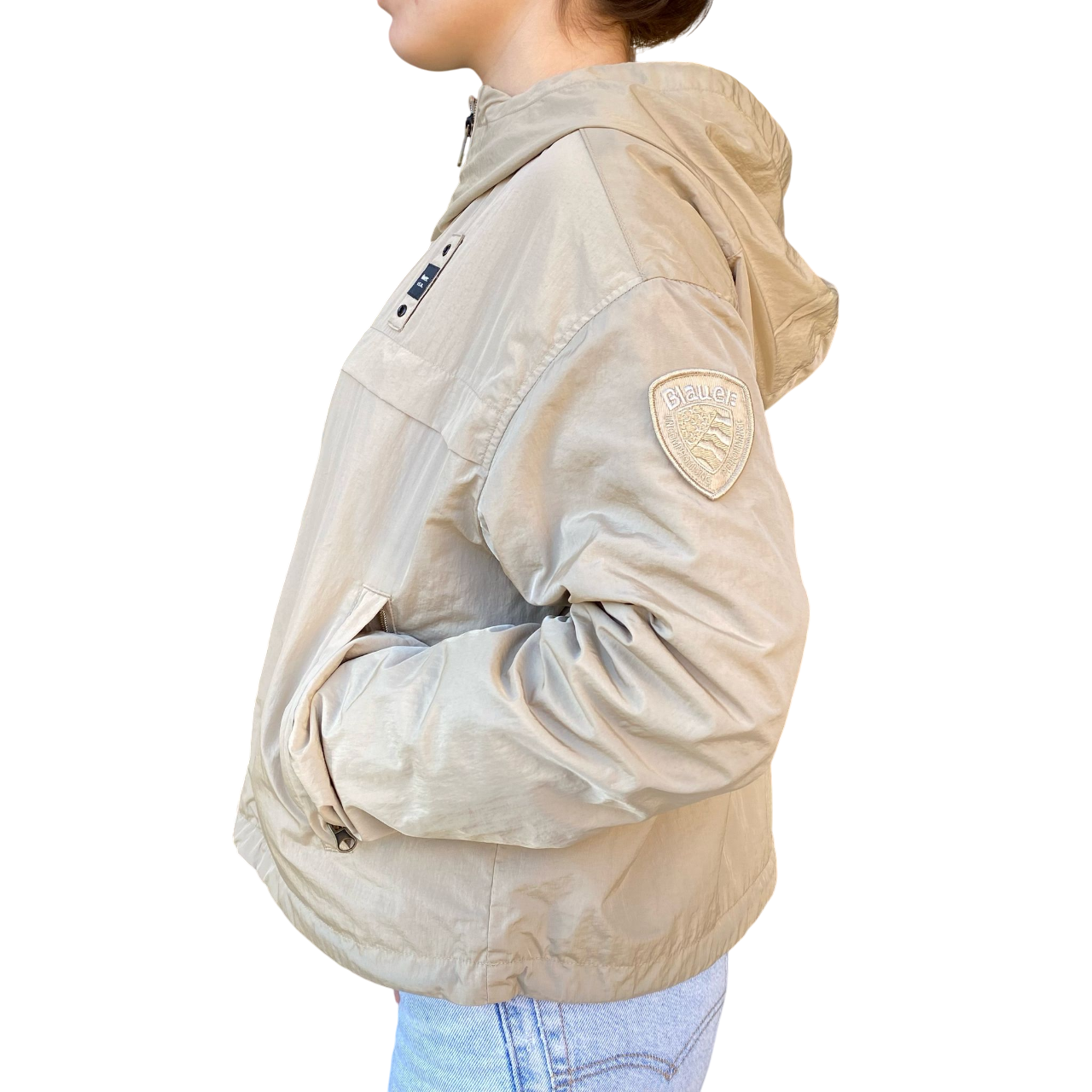 Blauer giubbino traspirante da donna con cappuccio Burrage 25SBLDC01328-007131 283 beige