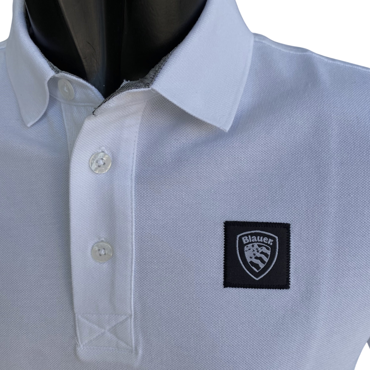 Blauer polo in cotone pique manica corta da uomo Alban 25Sblut02309 007125 100 bianco