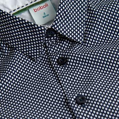 Boboli Camicia popelin stampato per ragazzo 737322 9176 blu navy