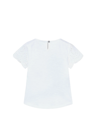 Boboli Maglietta manica corta in jersey combinato da bambina 438061 1100 bianca