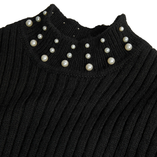 Boboli Maglione in tricot con perline per bambina 729053-890 nero