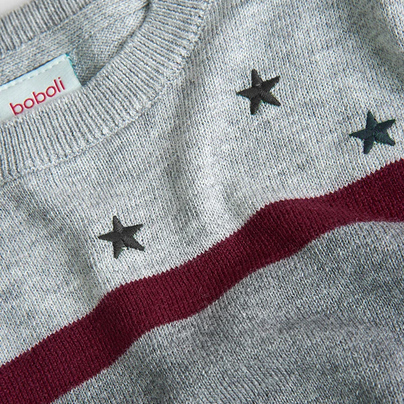 Boboli Maglione maglieria a righe per ragazzo 737197 8095 grigio-nero