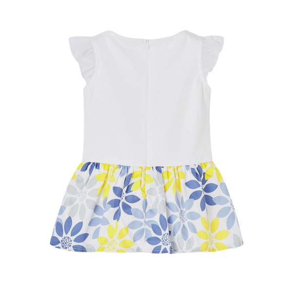 Boboli Vestito in raso combinato da neonata 708241 1100 bianco