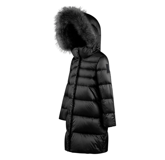 Bomboogie Piumino da ragazza con cappuccio e pelliccia colorata CG577VTDLC3 90 nero