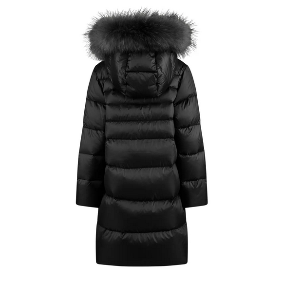 Bomboogie Piumino da ragazza con cappuccio e pelliccia colorata CG577VTDLC3 90 nero