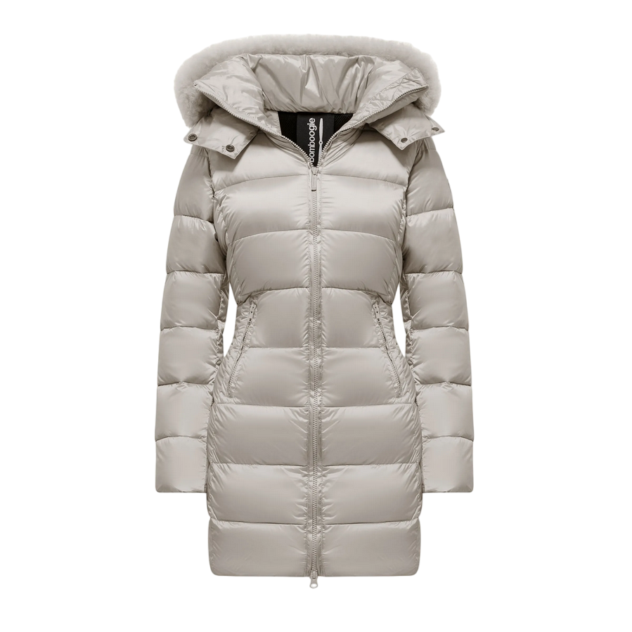 Bomboogie Piumino da donna in nylon lucido con pelliccia