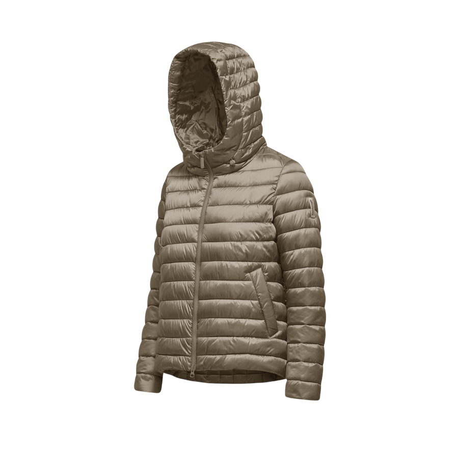 Bomboogie piumino in nylon lucido da donna con cappuccio GW8921TDLC5 550 grigio