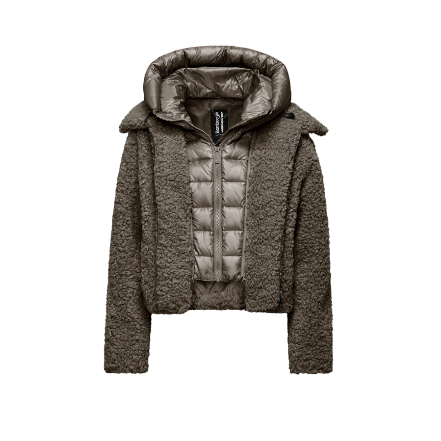 Bomboogie cappotto corto con cappuccio in Sherpa Fleece da donna JW8196TSFC4 148 bronzo