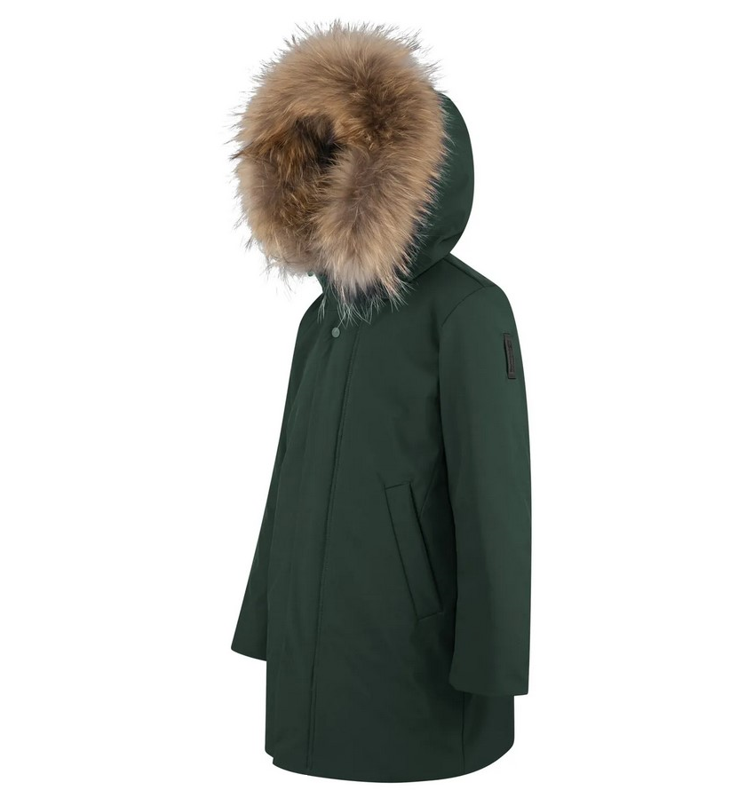 Bomboogie giubbotto parka da bambino con cappuccio e pelliccia CK094VTAC3 307 verde foresta