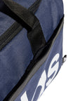 Borsone medio Adidas Duffel HR5349 blu-bianco con zip bidirezionale e base resistente, vista maniglia