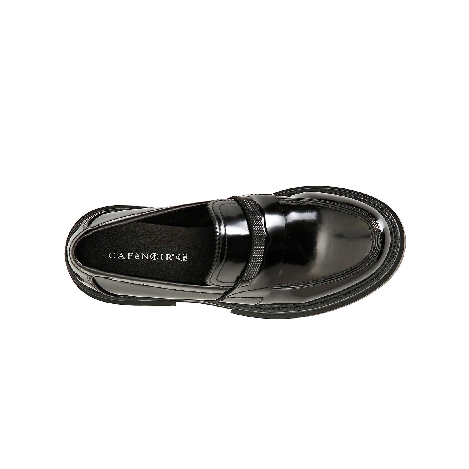 Cafènoir scarpa mocassino da donna con riporto strass c1 EC9460 N001 nero