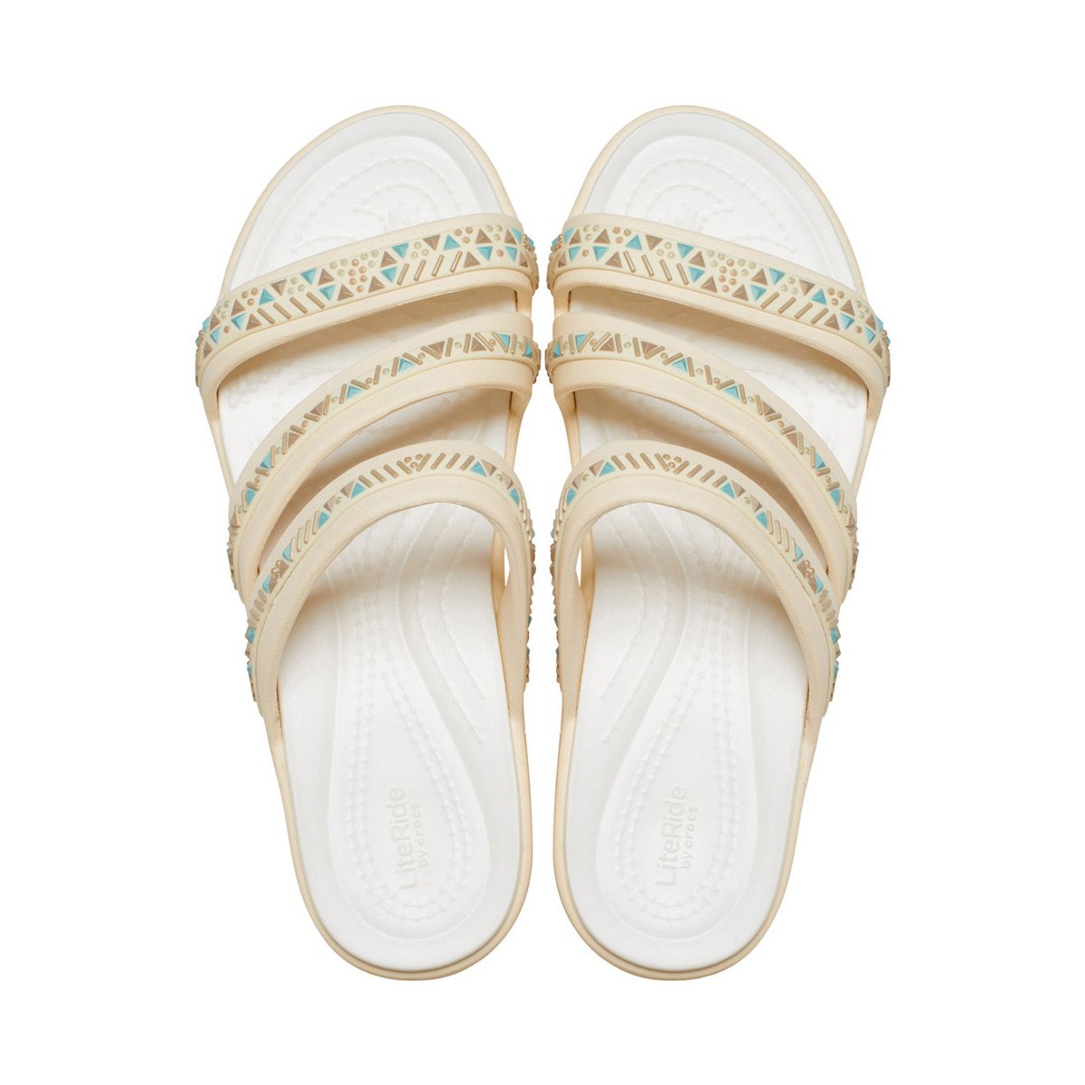 Crocs sandalo da donna Boca Medallion Strappy Wedge W207431-108 vanilla