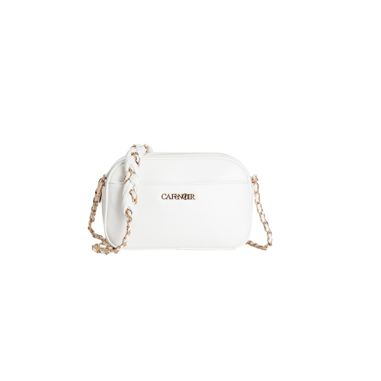 CafèNoir borsa a spalla con doppia zip e tracolla a catena C3YG0813 W001 bianco