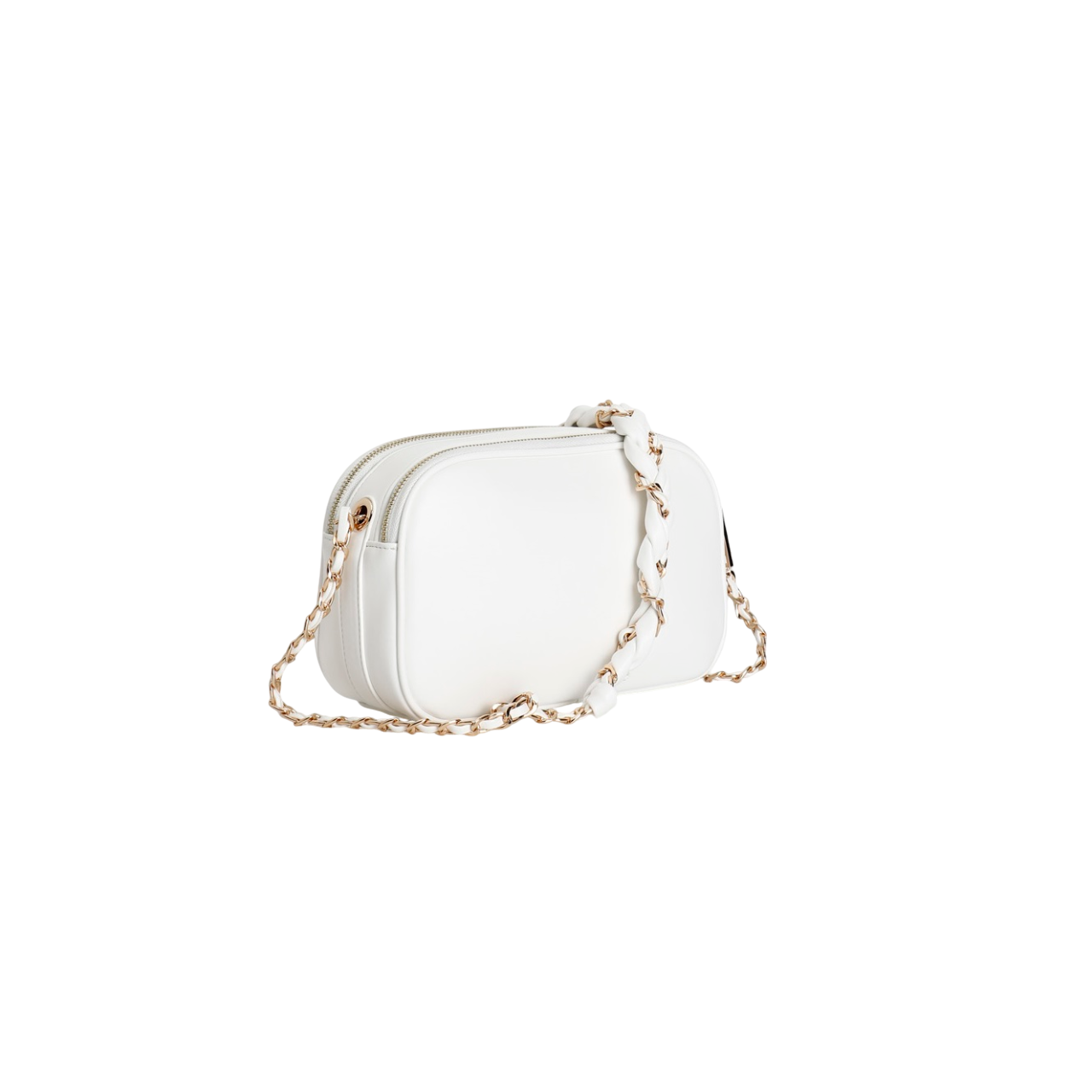 CafèNoir borsa a spalla con doppia zip e tracolla a catena C3YG0813 W001 bianco1