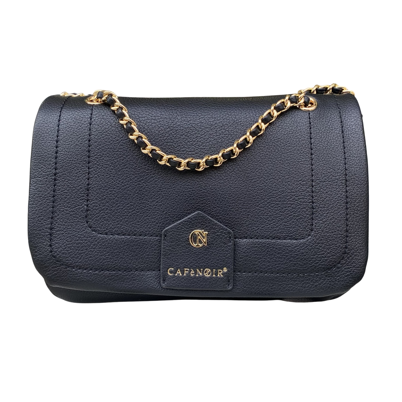 CafèNoir borsa a spalla con pattina e tracolla a catena C3ME0814 N001 nero