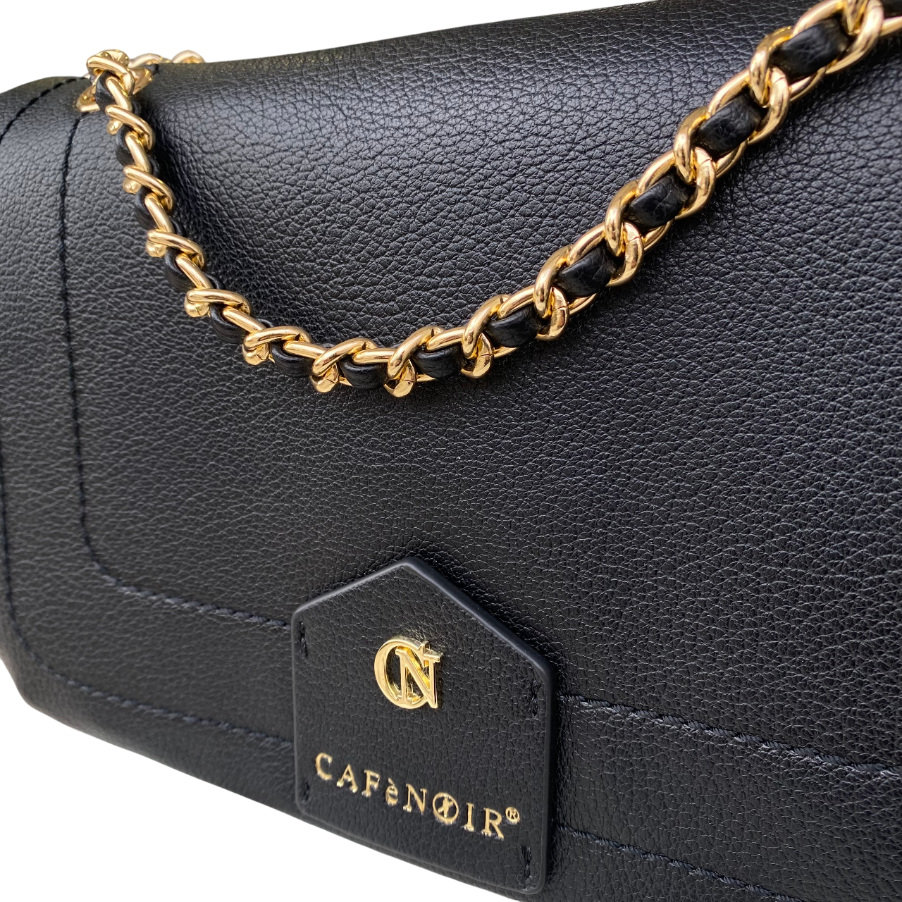 CafèNoir borsa a spalla con pattina e tracolla a catena C3ME0814 N001 nero