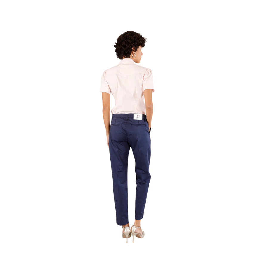 CafèNoir pantalone a sigaretta da donna in tinto capo C7JP0225 B020 blu