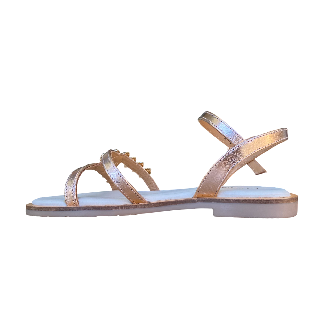 CafèNoir scarpa sandalo da donna in pelle laminata con accessorio strass Gilda C1GE2010 L010 oro rosa