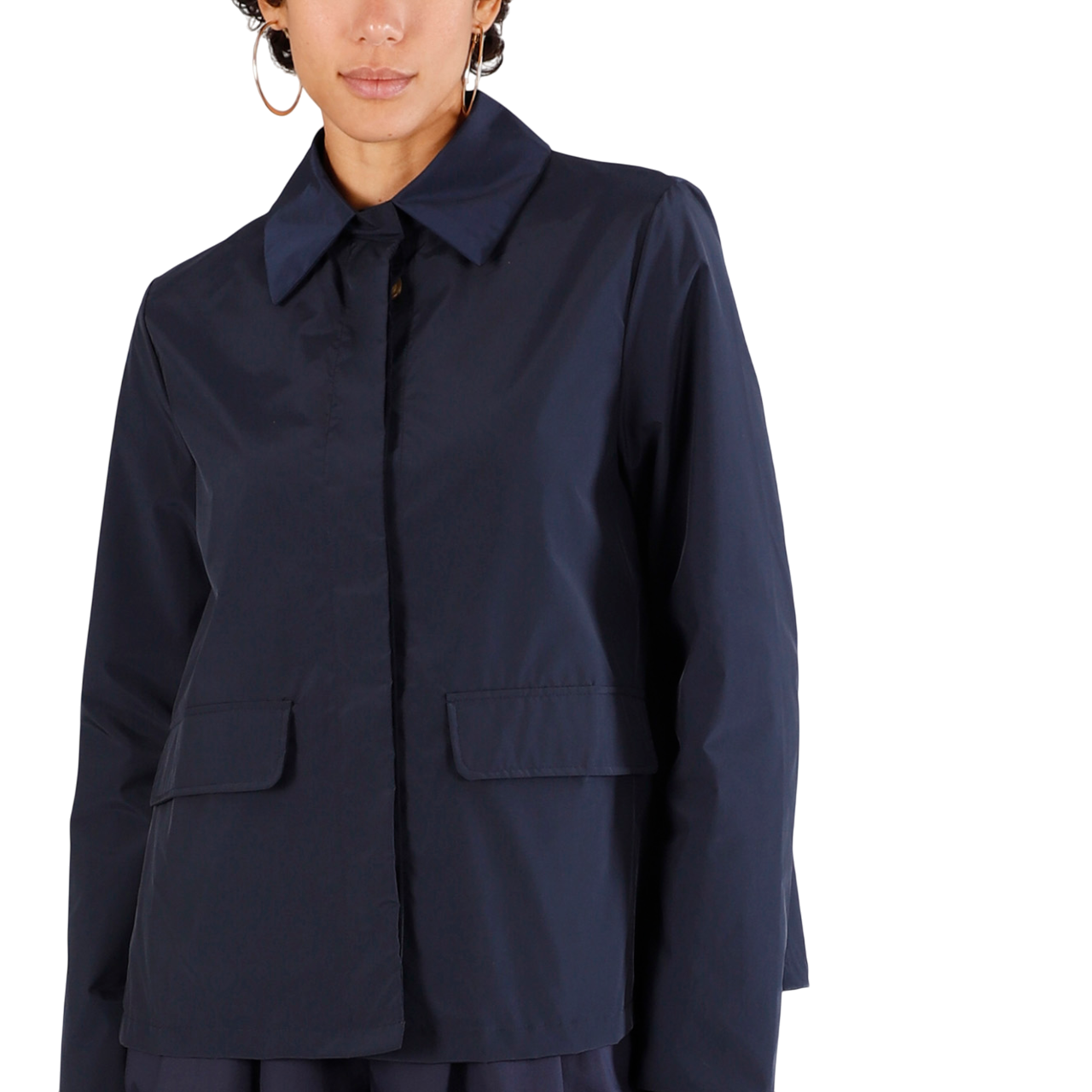 CafèNoir spolverino corto da donna in tessuto tecnico C7JI0089 B020 blu