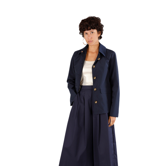 CafèNoir spolverino corto da donna in tessuto tecnico C7JI0089 B020 blu